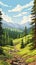 Whistlerian Forest: A Vibrant Illustrated Path Through The Rocky Mountains