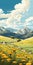 Whistlerian Illustration Of A Bright Yellow Field With Daisy Flowers