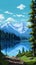 Whistlerian Mountain Lake: A Pixel Painting In Ps1 Style