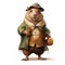 Whistlerian Rat Pilgrim With Pumpkins: Charming And Inventive Character Design