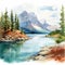 Whistlerian Watercolor: Captivating Bow Lake And Mountain Landscape