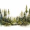 Whistlerian Watercolor Forest: Panoramic Scale Nature-inspired Illustration