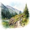 Whistlerian Watercolor: Highline Trail In Vibrant Mountain Scenery