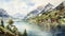 Whistlerian Watercolor: Misty Alps Village And Lake In 8k Resolution