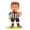 Whistling soccer referee showing stopping hand during match, human character vector illustration. Sport hand drawn cartoon,