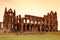 Whitby Abbey castle, ruined Benedictine abbey sited on Whitby`s