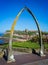 Whitby Abbey through whale bone arch in Whitby