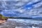 Whitby coast at stormy weather. North Yorkshire. Great Britain.