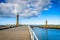 Whitby pier at the harbor entrance at Whitby in North Yorkshire