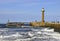 Whitby pier and lighthouse