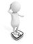 White 3D man with overweight on a scales