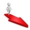 White 3d person on red arrow path to success