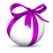 White 3D Sphere with Beautiful Wrapped Violet Ribbon Gift Package