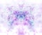 White abstract background with spring flowers texture. Purple symmetrical fractal floral pattern.