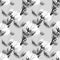 White abstract flower hand drawn on a light gray background, seamless pattern, illustrations