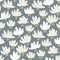 White Abstract Gestural Flower Head Vector Seamless Pattern. Simple Clean Floral Backrgound. Snowdrop, Lily