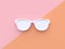 White abstract glasses minimal pastel pink orange tilted background 3d render