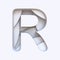 White abstract layers font Letter R 3D