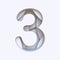 White abstract layers font Number 3 THREE 3D