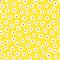 White abstract naive hand-drawn daisy flowers on yellow background vector seamless pattern