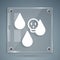 White Acid rain and radioactive cloud icon isolated on grey background. Effects of toxic air pollution on the