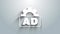 White Advertising icon isolated on grey background. Concept of marketing and promotion process. Responsive ads. Social