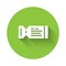 White Airline ticket icon isolated with long shadow. Plane ticket. Green circle button. Vector