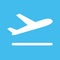 white airport plane departure icon on blue background