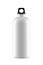 White Aluminum Hiking or Cycling Sports Water Bottle with Coating and Black Bung for Carabiner Isolated on White Background.