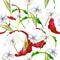 White amaryllis. Floral botanical flower. Seamless background pattern.