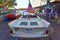White amphibious car launch at Lake Buena Vista area .