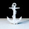 White anchor with chain on marble . 3d render