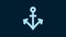 White Anchor icon isolated on blue background. 4K Video motion graphic animation