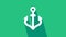 White Anchor icon isolated on green background. 4K Video motion graphic animation