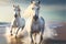 White Andalusian horses galloping