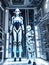 A white android in the interior of a spaceship. Generative by AI