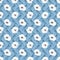 White anemones on the blue seamless pattern