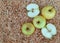 White apples on the background of sawdust