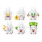 White appron cartoon character with cute emoticon bring money