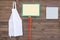 White apron on the wall with frame for your text