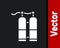 White Aqualung icon isolated on black background. Oxygen tank for diver. Diving equipment. Extreme sport. Sport