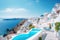 White architecture on Santorini island, Greece. Beautiful summer landscape, White architecture of Oia village on Santorini island