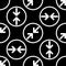 White Arrow icon isolated seamless pattern on black background. Direction Arrowhead symbol. Navigation pointer sign. Vector