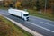 White articulated lorry on the road