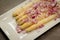 White asparagus dish with onion