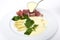 White asparagus with ham and hollandaise sauce