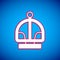 White Attraction carousel icon isolated on blue background. Amusement park. Childrens entertainment playground