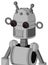 White Automaton With Dome Head And Speakers Mouth And Red Eyed And Double Antenna