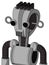 White Automaton With Droid Head And Speakers Mouth And Two Eyes And Pipe Hair