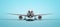 White aviation isolated 3d render plane on blue background with shadow